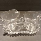 Imperial Candlewick Creamer & Sugar Bowl with Tray Clear Glass Imperial Candlewick Creamer & Sugar Bowl with Tray Clear Glass