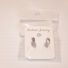 Terbos Jewelry Pierced Silver Earrings with Crystal NEW