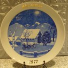 Christmas 1977 Collector Plate Blue w/ Horse & Carriage Carollers Christmas 1977 Collector Plate Blue w/ Horse & Carriage Carollers