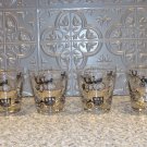 Vintage Antique Cars Black & Gold Rocks Glasses (4) Libbey EUC