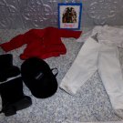 American Girl Doll Equestrian Outfit Helmet Stirrup Pants Boots Red Jacket