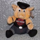 Harley Davidson Plush Pig 1993 Denim Pants & "Leather" Hat with Tag 10"