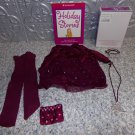 American Girl Sparkly Plum Outfit + Sparkly Accessories Dress Tights Purse + EUC