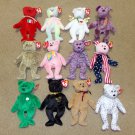 Ty Beanie Babies Lot of 12 Bears Glory The End Shamrock Alabama Patriot Smooch + Ty Beanie Babies Lot of 12 Bears Glory The End Shamrock Alabama Patriot Smooch +