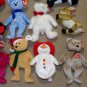 Ty Beanie Babies Asstd Rover Echo Whisper Toboggan Valentina Holiday Teddy x 3+