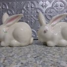 Vintage Ceramic Bunnies Handpainted 1961 Antique Retro Kitsch Rabbit Easter