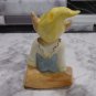 Pixie Elf Gnome Sitting on Log Vintage Ceramic