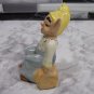 Pixie Elf Gnome Sitting on Log Vintage Ceramic