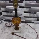 Vintage Amber Glass Globe Ball Marble Base Bedside Table Lamp MCM Vintage Amber Glass Globe Ball Marble Base Bedside Table Lamp MCM