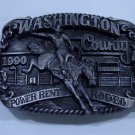 Belt Buckle Washington County Oregon Power Rents Rodeo 1990 Fair Commemorative