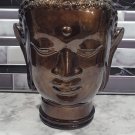 Large Glass Buddha Head Brown / Bronze Life size 11 1/4" Tall Tabletop Zen Large Glass Buddha Head Brown / Bronze Life size 11 1/4" Tall Tabletop Zen