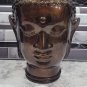 Large Glass Buddha Head Brown / Bronze Life size 11 1/4" Tall Tabletop Zen
