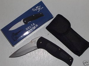 Black Delta Ranger Locking Tactical 4 3/4 " Closed Flying Falcon Collectible Collector Knife