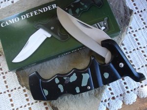 Black Defender Camo 4 3/4 " Lockback Closed Collectible Collector Pocket Knife