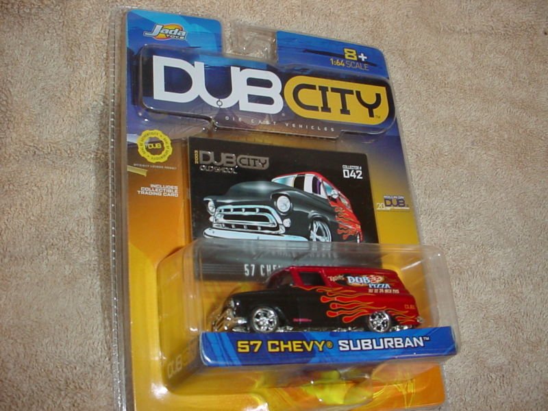 Jada DubCity DUB CITY Old Skool 1957 Die Cast Red Black Flames Chevy Suburban Car Truck