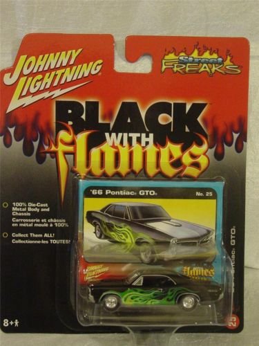 Johnny Lightning 1966 Pontiac Gto Black With Flames Die Cast Car