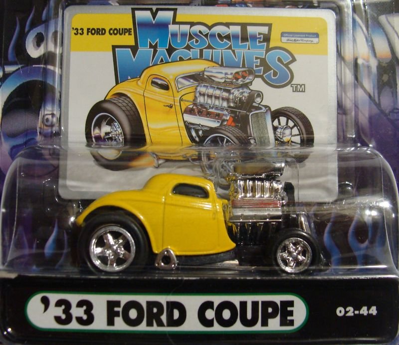Muscle Machines Yellow 1933 Ford Coupe Hotrod Die Cast Car