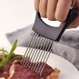 1pc Stainless Steel Onion Slicer Holder, Vegetable Potato Tomato Lemon Meat Cutting Tool