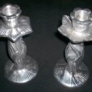 *~GC Vintage Floral~ Pewter Made in India Candle Sticks