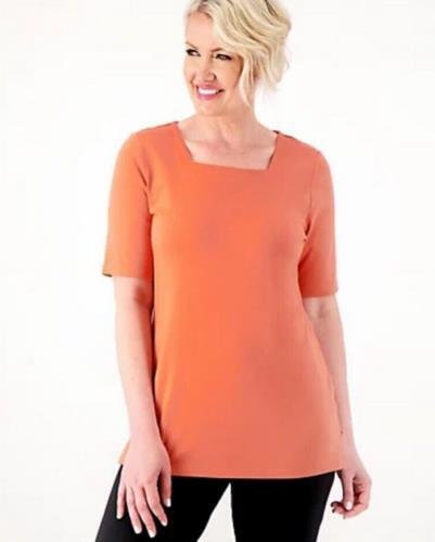 Denim & Co. Perfect Jersey Square Neck Tunic (Apricot, XS) A487578