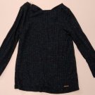 Womens Nine West Small 3/4 Sleeve Twist Back Space Dye Top BLUE HEATHER Small
