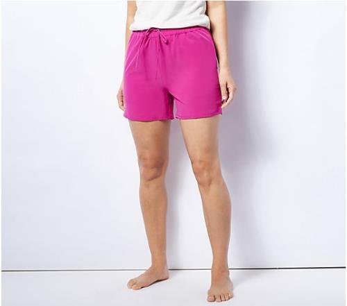 Denim & Co. Beach Quick Dry Cover-Up Swim Shorts (Berry Fuchsia, Medium) A472296