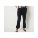 Denim & Co. Regular Relaxed EasyWear Twill Straight Leg Pants (Black, 8) A393913