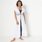 Belle Beach by Kim Gravel Slub Knit Tie Front Cover Up (White, Size M/L) A499680