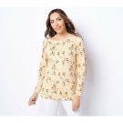 Laurie Felt Silky Bamboo Love Story Cuff Top (Sand Floral, XX-Small) A471812
