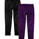 Pixie Girl Fleece-Lined Leggings Set (Black & Eggplant, 3/4)