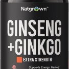 Natgrown Panax Ginseng & Ginkgo Biloba Supplement - Red Korean Ginseng & Ginko Biloba Capsules