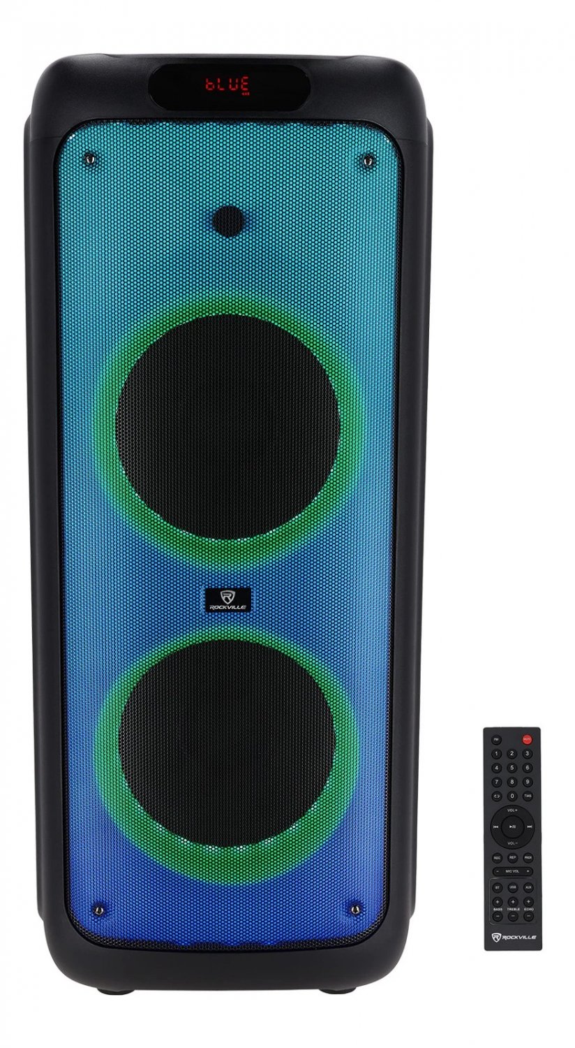 Rockville BASS PARTY 10 Dual 10" Portable Battery LED Party Bluetooth Speaker
