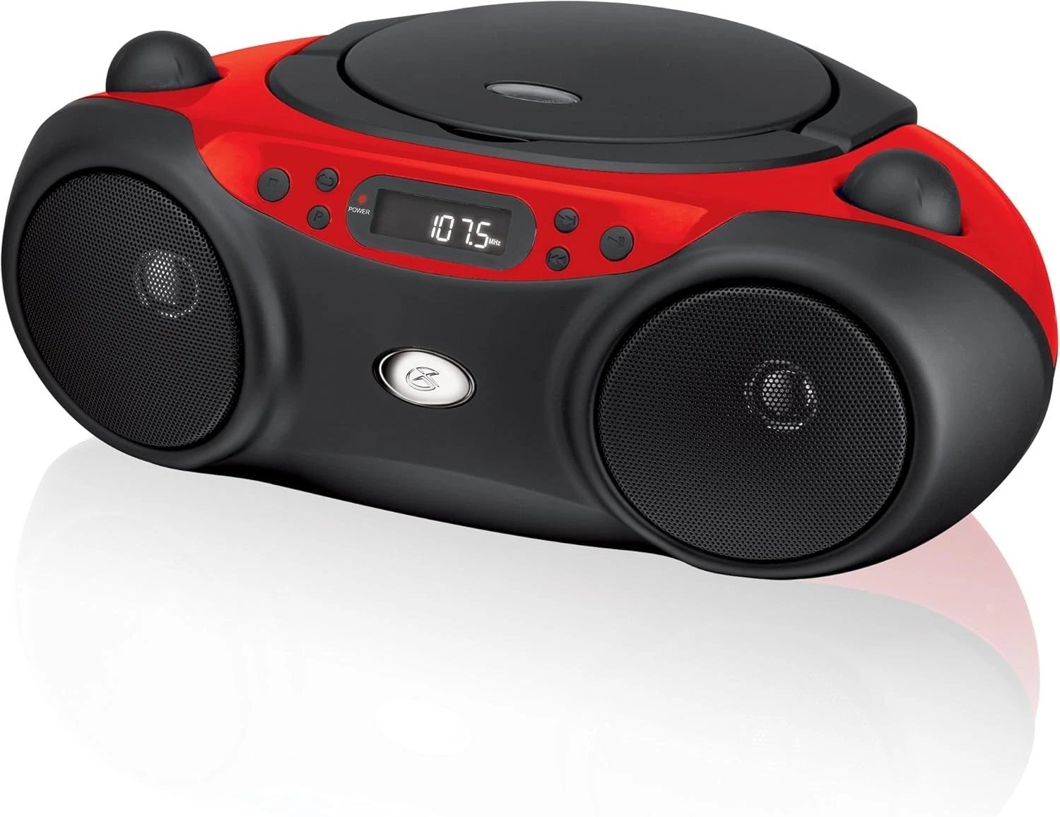 Portable Cd Player Boombox With Am Fm Radio And Stereo Speakers Red Black