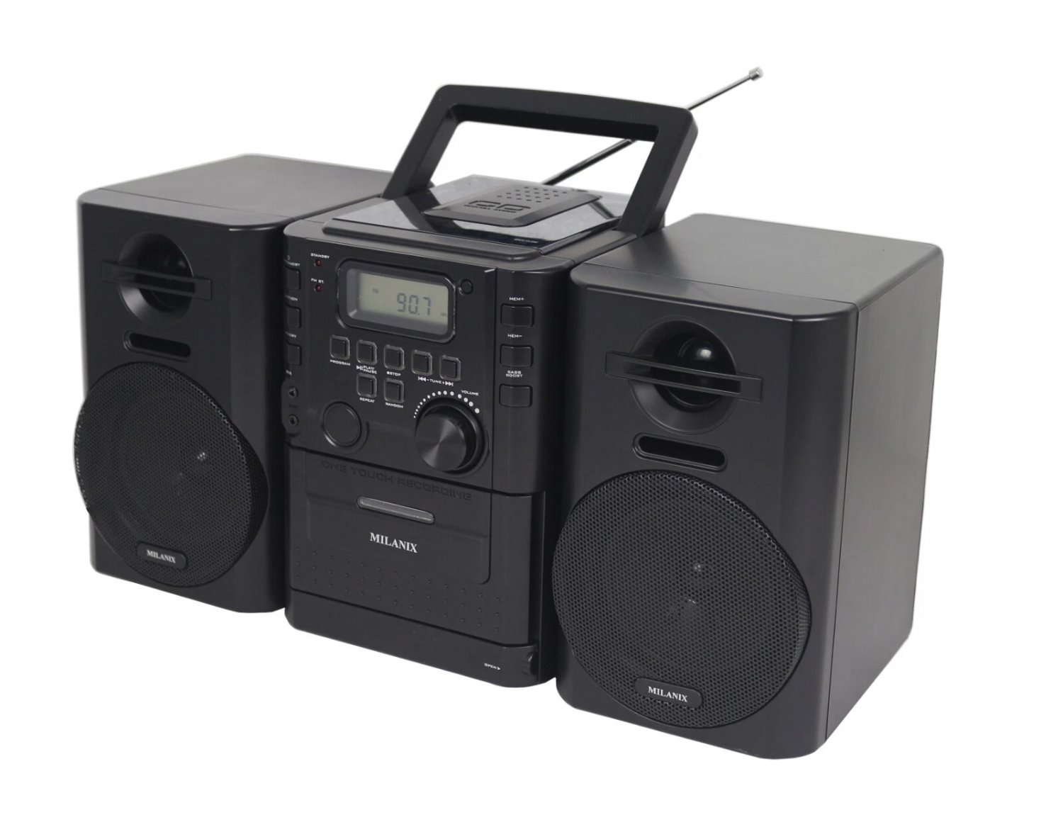 Portable CD Player Boombox with AM/FM Stereo Radio Cassette Player/Recorder AUX