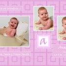 Customizable Birth Announcement: Purple Blocks