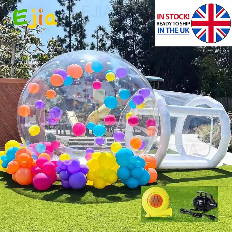 UK STOCK 8.2FT Clear Inflatable Bubble House Balloons Dome Tent Outdoor Wedding Party Kids