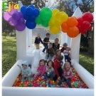 US Stock PVC 13X8X8FT inflatable white bounce house with ball pit combo for kids