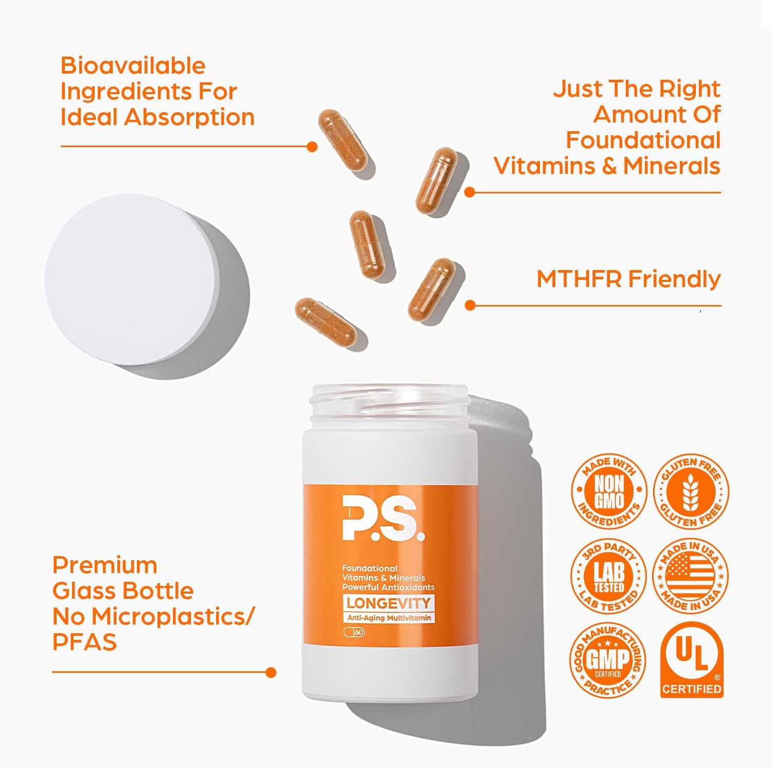 PS Longevity Anti Aging Supplement - Premium Methylated Multivitamin ...