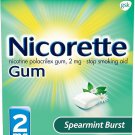 Nicorette Coated 2mg Nicotine Gum to Quit Smoking - Spearmint Burst Flavored Stop Smoking Aid