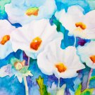 Watercolor with flowers. Flowers painted. Painting with flowers.