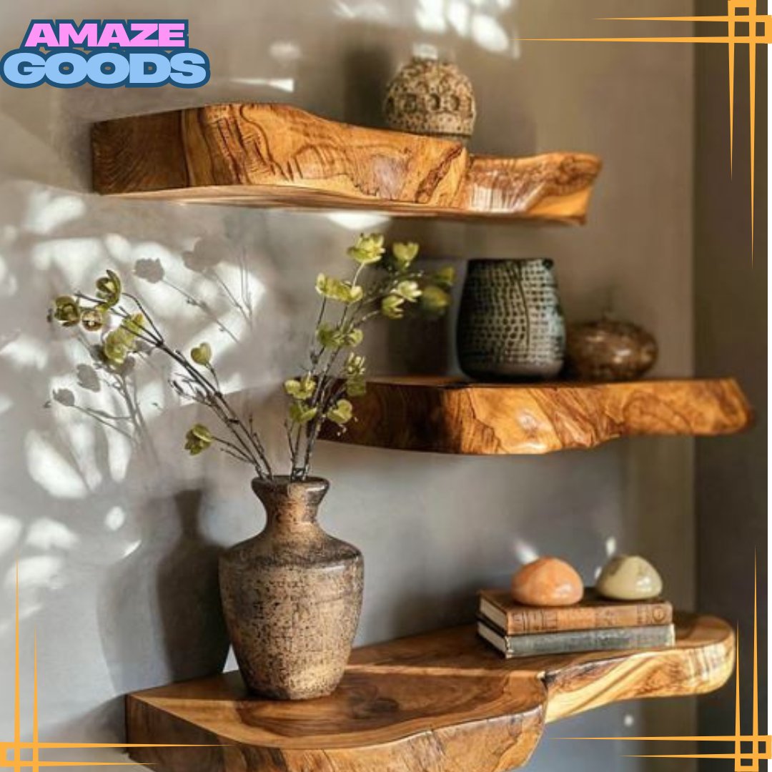 Chestnut Floating Edge Shelf - Timeless Elegance for Your Wall