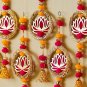 Artificial Marigold Flowers Hangings with Bangles Ringing Bells (4, Lotus Bell Toran)