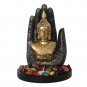 eCraftIndia Black Golden Resin Palm Buddha Statue Tea Light Holder-