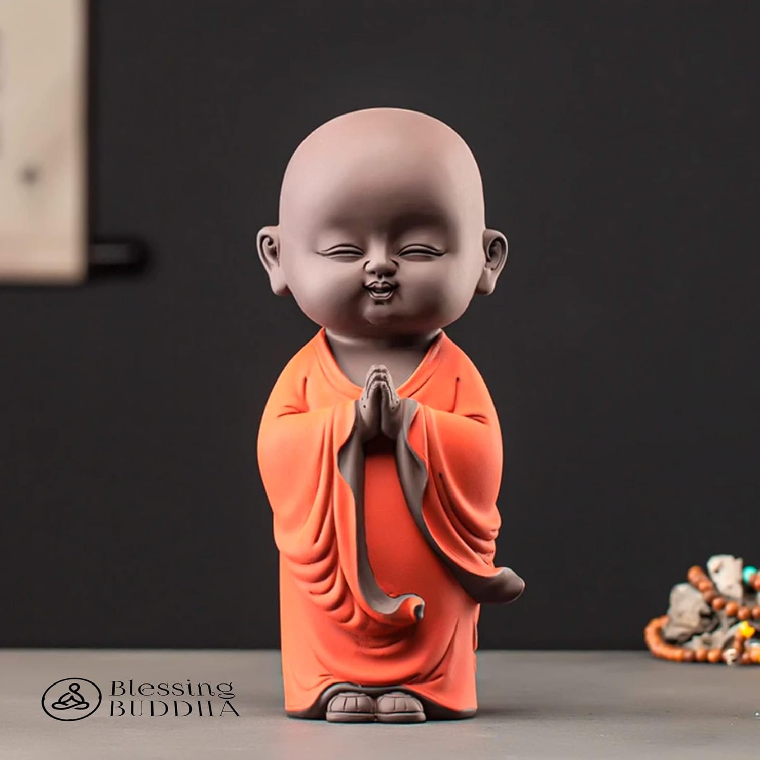 Blessing BUDDHA Namaste Monk Statue for Home Decor 25 CM