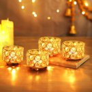 TIED RIBBONS Pack of 4 Crystal Tealight Candle Holder Centerpieces Votive Candle Holders
