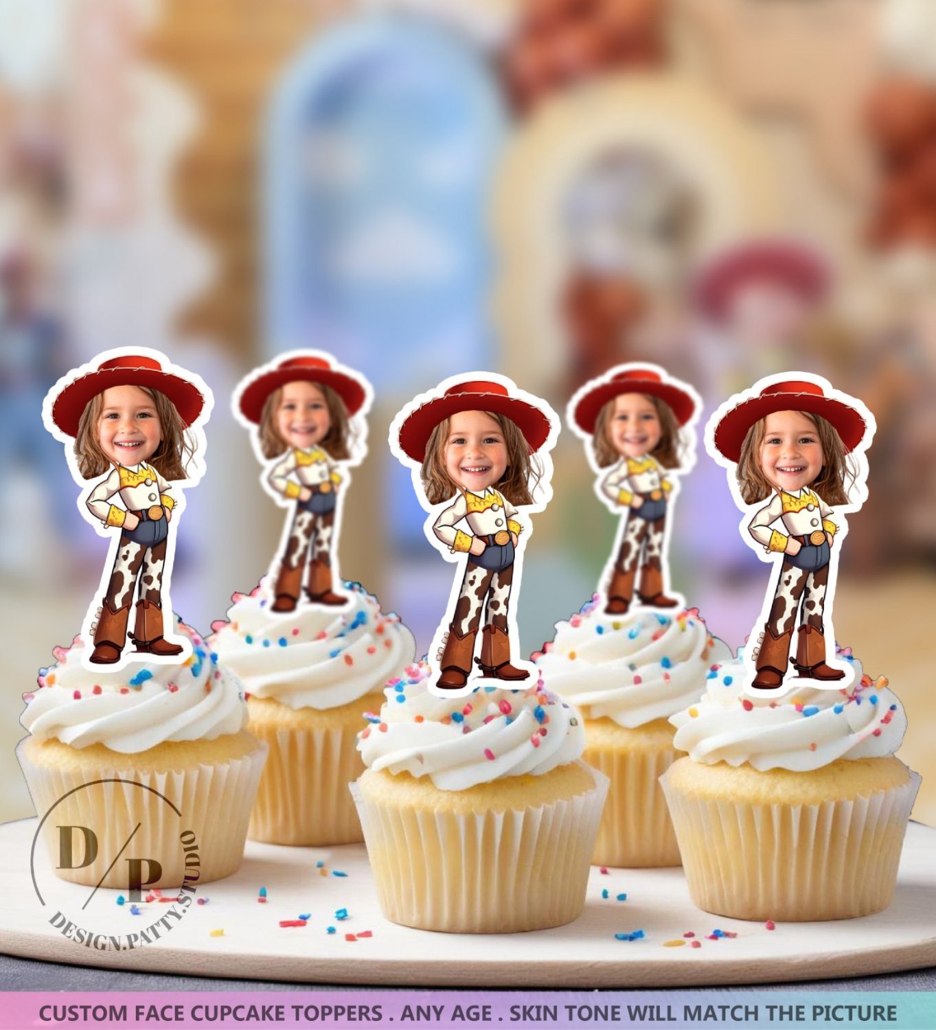 Jessie Toy Story Cupcake Toppers - Face cupcake topper -Custom Face- cupcake Topper- Birthday party