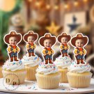 Western outlaw cowboy cupcake topper -Custom Face- Birthday party