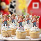 Farmer Boy  Cupcake Toppers - Face cupcake topper -Custom Face- cupcake Topper- Birthday party