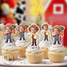 Farmer Boy  Cupcake Toppers - Face cupcake topper -Custom Face- cupcake Topper- Birthday party