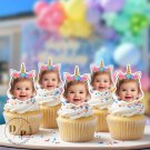 Unicorn Cupcake Toppers - Face cupcake topper -Custom Face- cupcake Topper- Birthday party